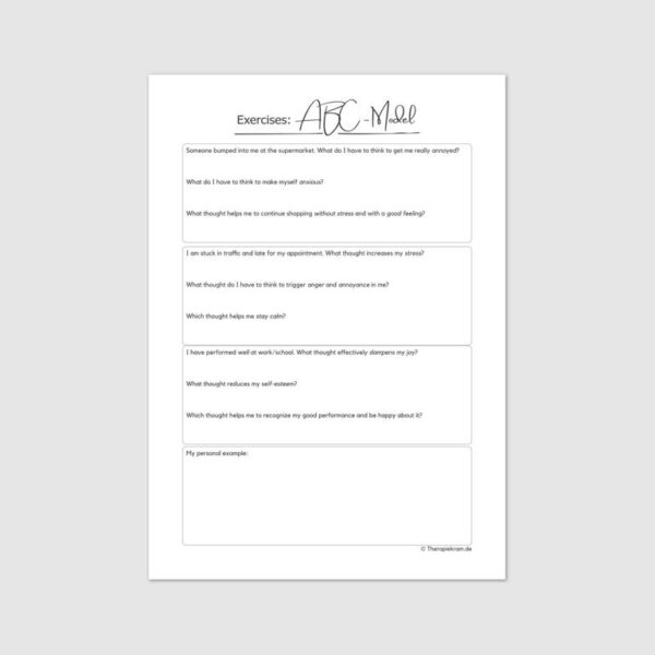 ABC Model Albert Ellis Worksheet English Therapiekram Therapy for Coaches, therapists and psychiatrists