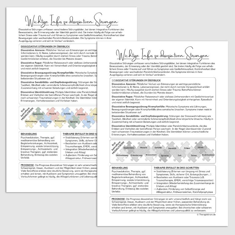 Dissoziative Störungen: Infoblatt zur Psychoedukation als PDF