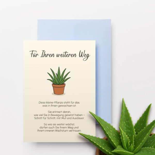 Digitale Abschiedskarten für die Psychotherapie mit 8 handgezeichneten Zimmerpflanzen: Aloe Vera, Bogenhanf, Efeutute, Geldbaum, Grünlilie, Hoya Kerrii, Succulente, Ufopflanze – ideales Geschenk zum Therapieende.