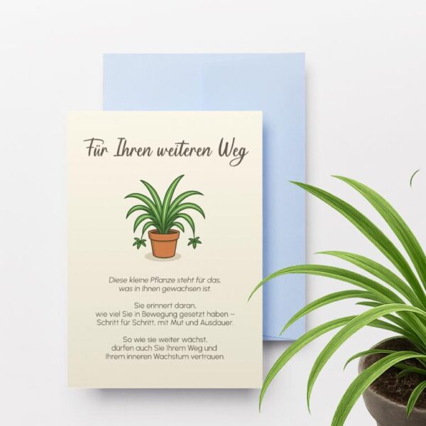 Digitale Abschiedskarten für die Psychotherapie mit 8 handgezeichneten Zimmerpflanzen: Aloe Vera, Bogenhanf, Efeutute, Geldbaum, Grünlilie, Hoya Kerrii, Succulente, Ufopflanze – ideales Geschenk zum Therapieende.
