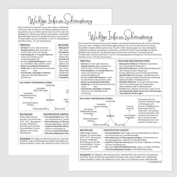 Informationsbroschüre zur Psychoedukation bei chronischen Schmerzen. PDF Datei zum Ausdrucken für Psychotherapie und Beratung der chronischen Schmerzstörung.