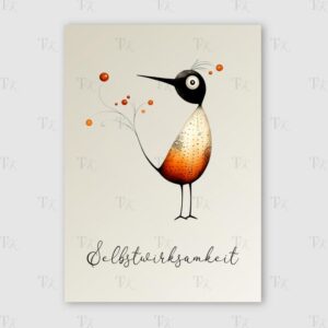 Ressourcen-Karte A6 Download mit kunstvollem Vogelmotiv, Resilienz stärken, für Therapie, Coaching, Beratung, Selbstfürsorge, positive Psychologie