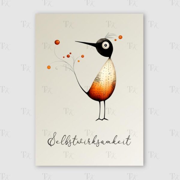 Ressourcen-Karte A6 Download mit kunstvollem Vogelmotiv, Resilienz stärken, für Therapie, Coaching, Beratung, Selbstfürsorge, positive Psychologie