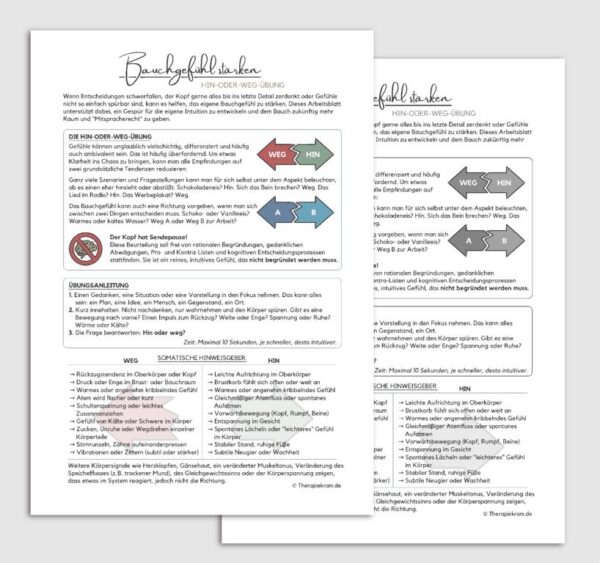 Therapiekram Therapietool zur Förderung des Bauchgefühls in der Psychotherapie – intuitive Entscheidungsübung mit somatischen Körpersignalen für Patienten mit eingeschränkter Gefühlswahrnehmung