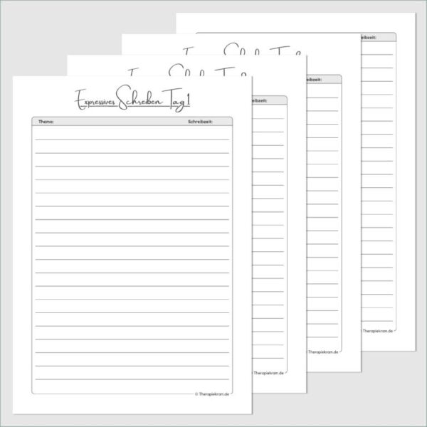 Therapiekram Arbeitsblätter-Set zum Expressiven Schreiben als PDF. therapeutisches Schreibtool zur Verarbeitung von belastenden Erfahrungen, Trauma und emotionalem Stress. Inkl. Info und Reflexionsfragen.
