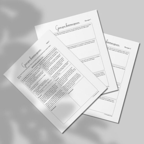 Therapiekram Arbeitsblätterset: Grenzen kommunizieren. Therapietools zum Üben von Abgrenzung, PDF, Sofortdownload.