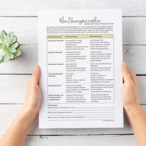 Arbeitsblatt Anzeichen für Dysregulation Nervensystem mit Übersicht zu Überaktivierung und Unteraktivierung in der Psychotherapie