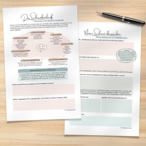 Arbeitsblätter zum Schamkreislauf in der Psychotherapie: Scham, Schutzstrategien und Vermeidung verstehen und durch neue Erfahrungen verändern.