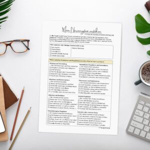 Arbeitsblatt typische Regulationsversuche Nervensystem mit Übersicht zu Vermeidung, Grübeln, Ablenkung und Selbstregulation in der Psychotherapie