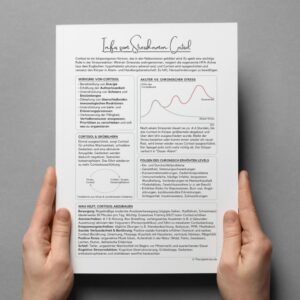 Therapeutisches Informationsblatt zu Cortisol – verständlich aufbereitete Inhalte zur Stressbiologie, Wirkung von Cortisol im Körper und praktischen Strategien zur Senkung des Cortisolspiegels