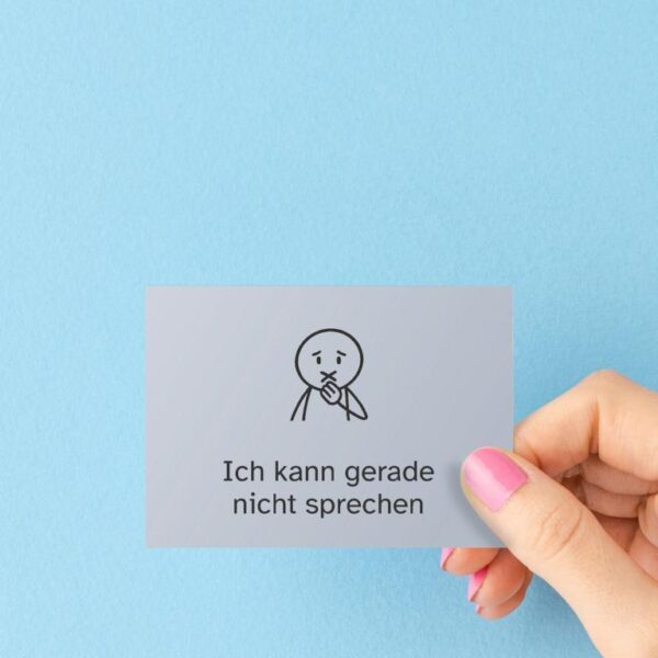 Vorschaubild der handgezeichneten Kommunikationskarten im A7-Format – schwarz-weiße Icons zum Ausdrucken für Therapie, Autismus und nonverbale Kommunikation