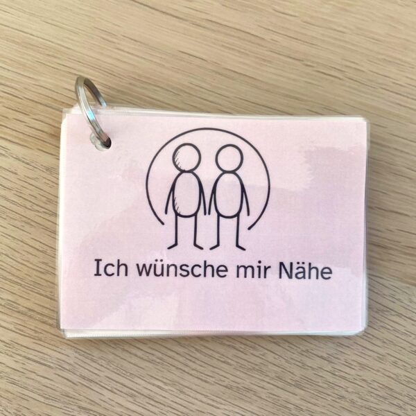 Vorschaubild der handgezeichneten Kommunikationskarten im A7-Format – schwarz-weiße Icons zum Ausdrucken für Therapie, Autismus und nonverbale Kommunikation