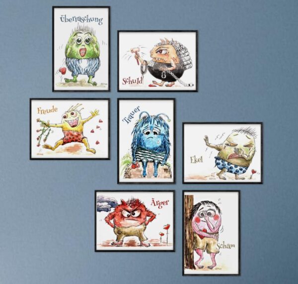 Monster der Gefühle - Therapiekram - Therapiekarten - Aquarellmalerei - Digitaldruck